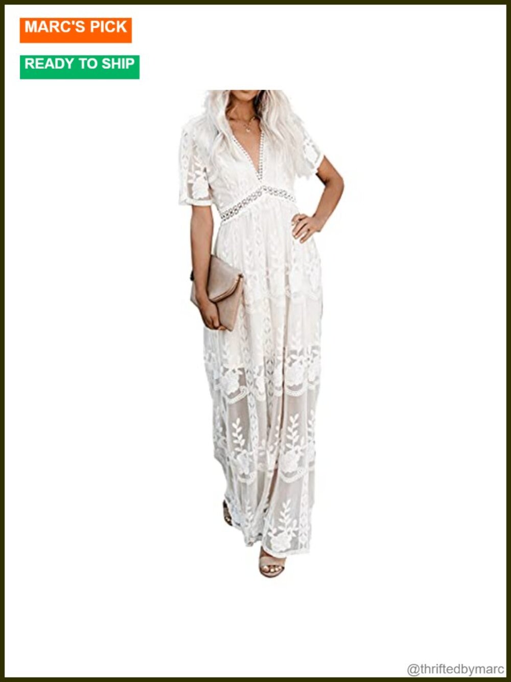 Womens Floral Lace Maxi Dress Deep V Neck Short Sleeve Formal Bridesmaid